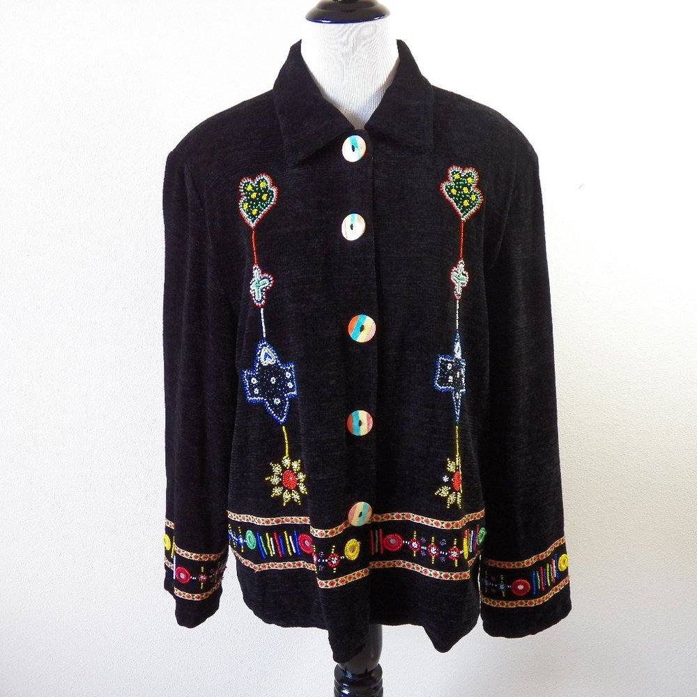 Allure Boutique Beaded Long Sleeve Jacket, Large